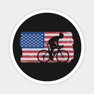 Cycling Road Bike US Flag Cyclist graphic Magnet